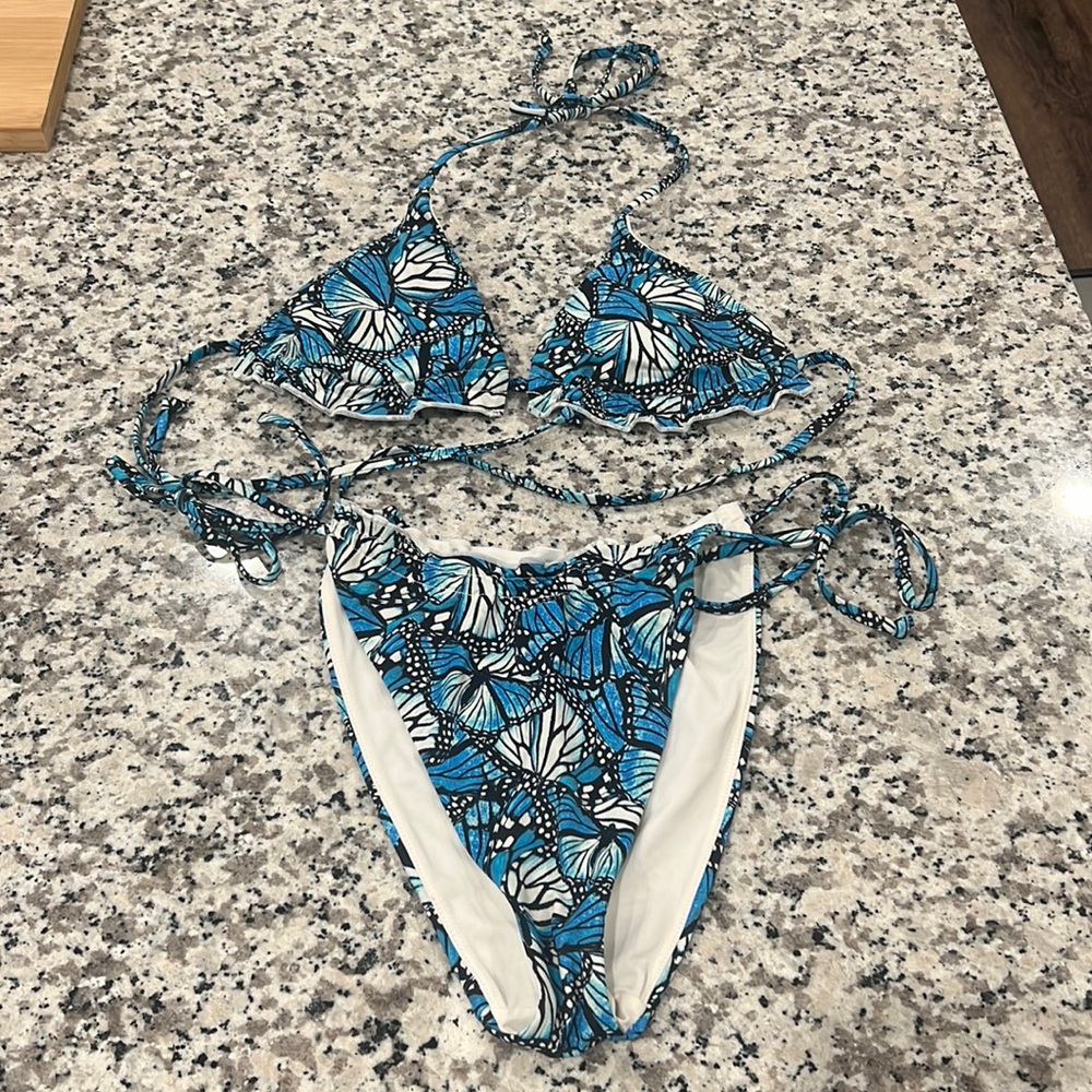 PacSun LA Hearts Blue Butterfly Bikini
